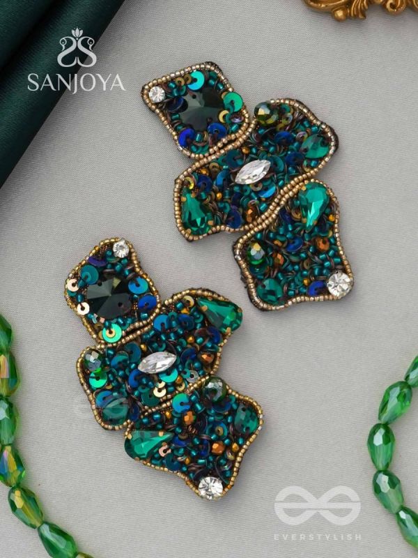 Dhvaanta- The Night Sky- Stone and Sequins Embroidered Earrings