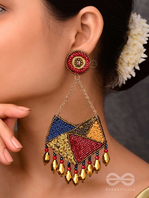 Dyuvan- The Colorful Paradise- Resham and Glass Beads Embroidered Earrings