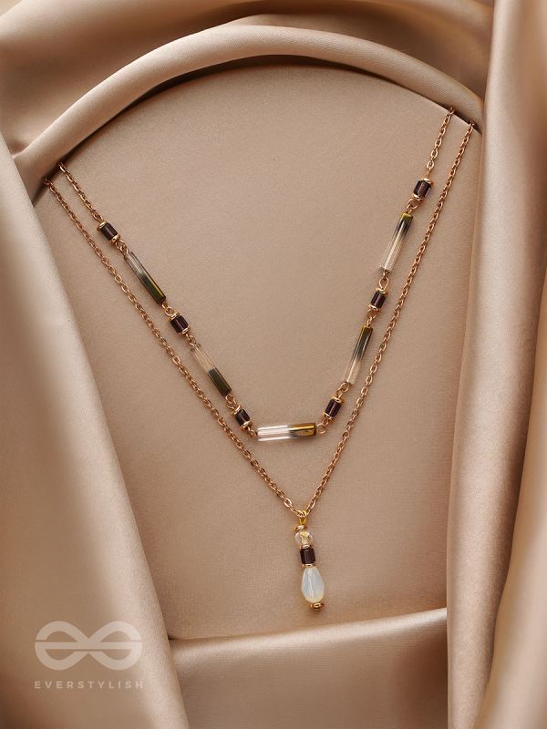 The Glazy Droplet - Golden Layered Necklace With Anti-Tarnish Coating