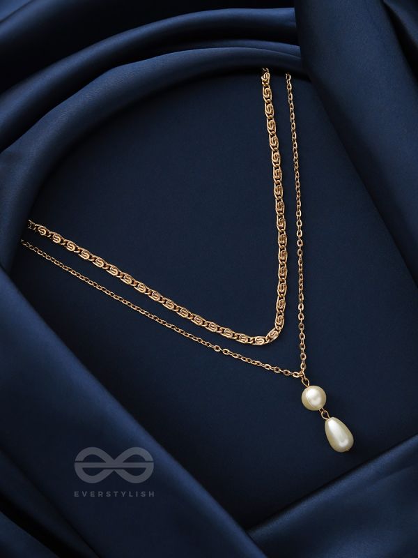 Pearl-drop Beauty- Golden Layered Necklace