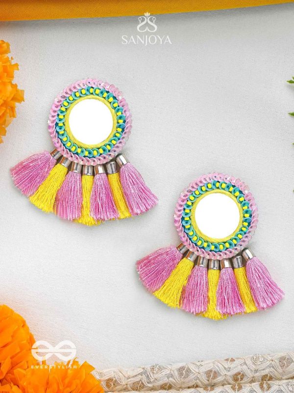 Aatapa- The Warm Sunrays- Mirror, Reshma and Sequins Embroidered Earrings