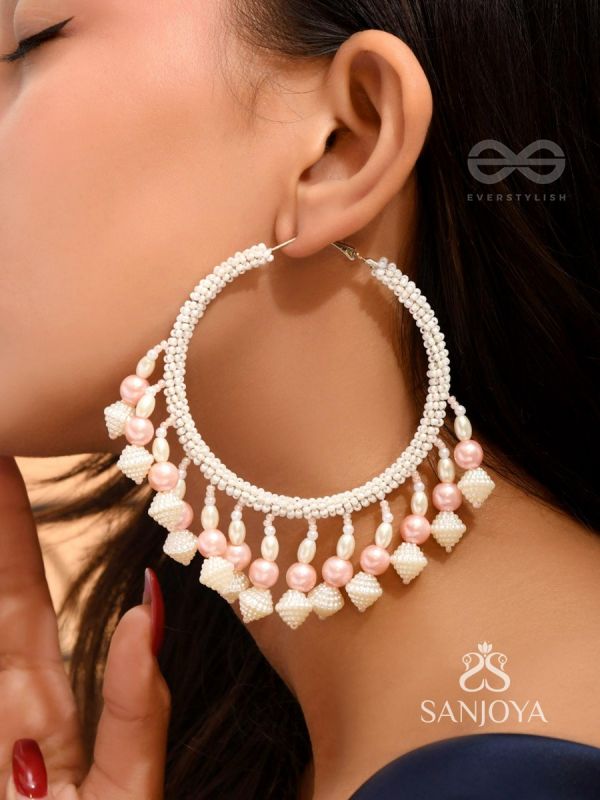 Kairavi- The Pristine Moonlight- Pearls and Beads Embroidered Earrings