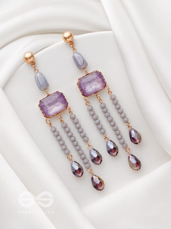 The Wine Drizzle- Golden Embellished Earrings