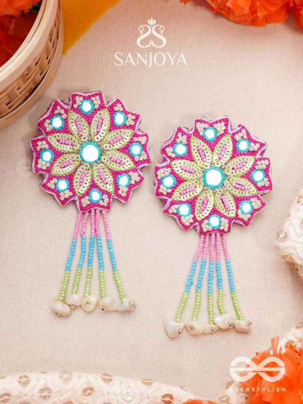 Vyoman- The Skies- Mirror, Resham and Sequins Embroidered Earrings 