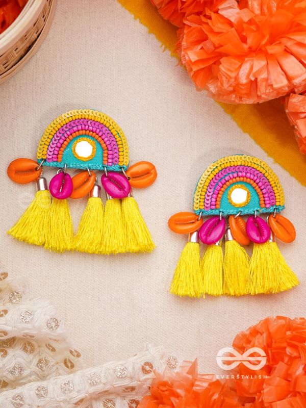 Inodaya- The Alluring Sunrise- Resham and Sequins Embroidered Earrings