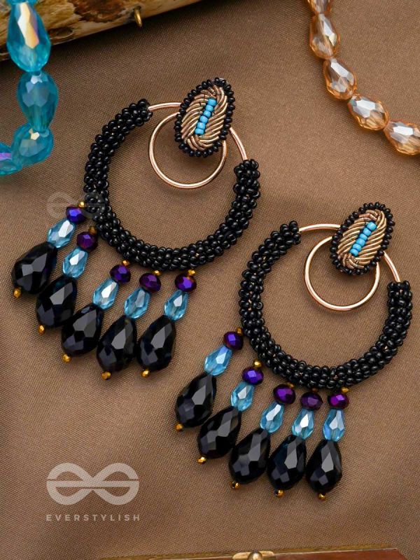 Abhineela- The Mysterious Night- Stones and Beads Embroidered Earrings
