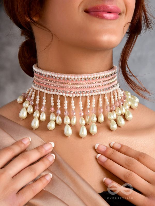 Avasya- The Dew Drops- Pearls and Stones Embroidered Choker Necklace