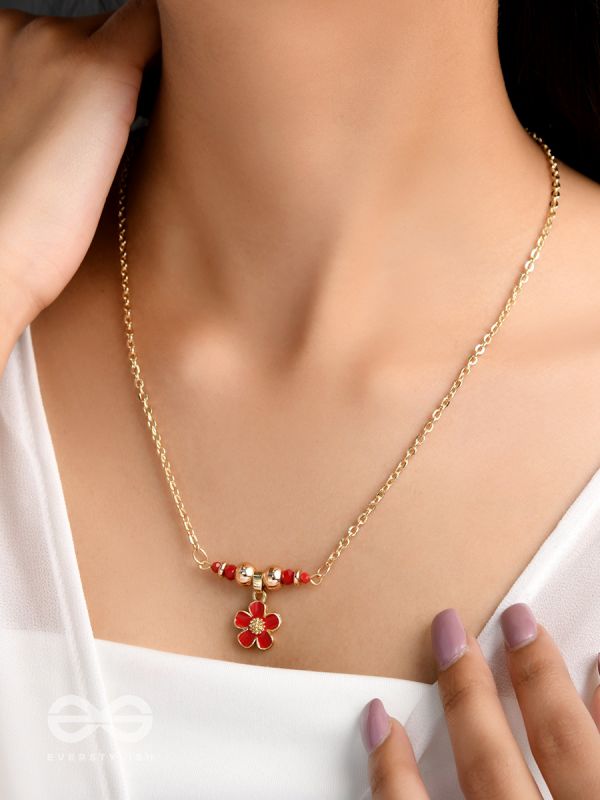 Rose N Thorns- Golden Embellished Necklace With Anti-Tarnish Coating 