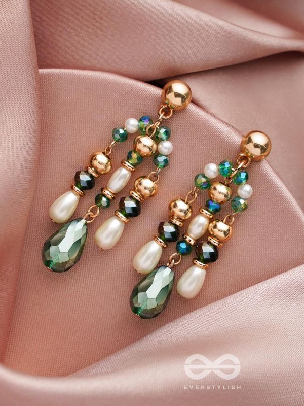 The Ever'green' Beauty- Golden Embellished Earrings