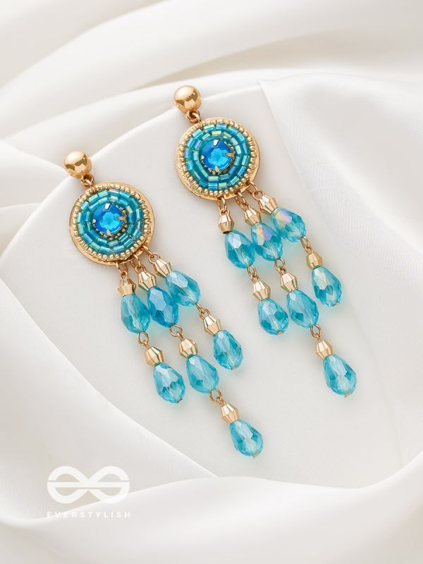 The Elixir Rain- Golden Embellished Earrings