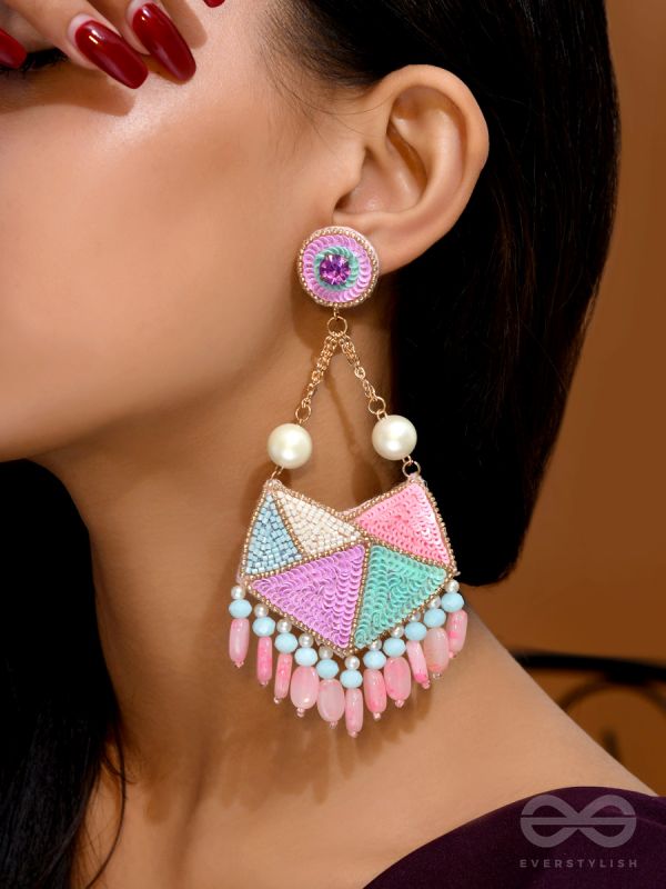 Ashmant- The Vibrant Meadow- Resham, Beads and Sequins Embroidered Earrings