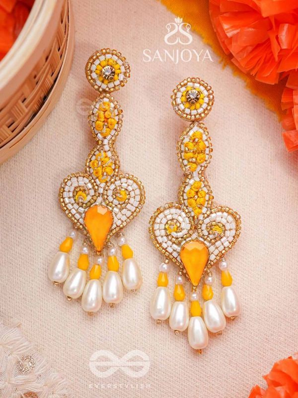 Aatapya- The Glorious Sunshine- Pearls and Stones Embroidered Earrings