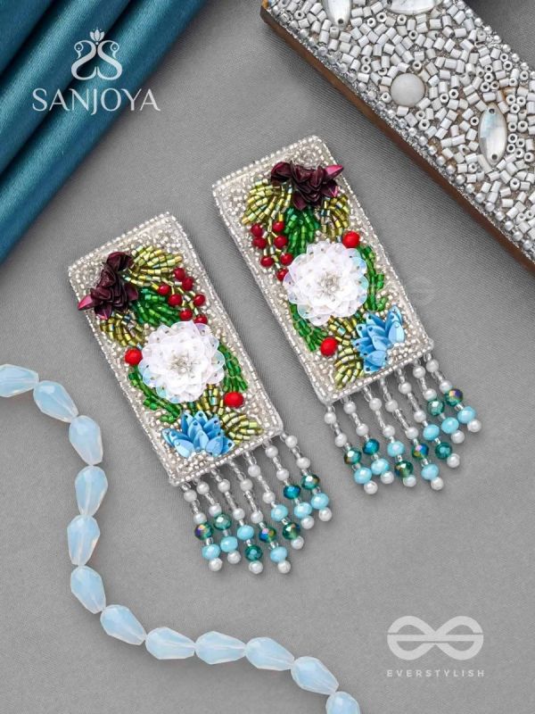 Devana- The Royal Garden- Sequins and Glass Beads Embroidered Earrings