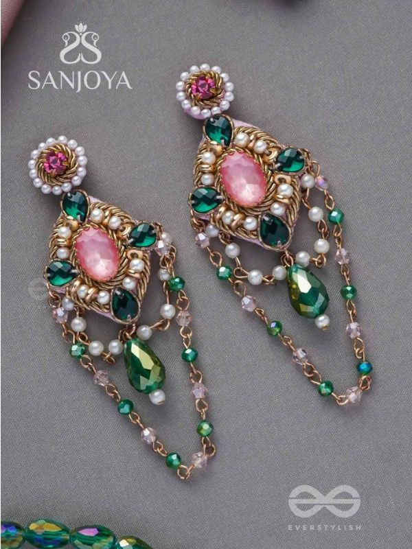 Samaalya- The Bejeweled Crown- Pearls and Stones Embroidered Earrings
