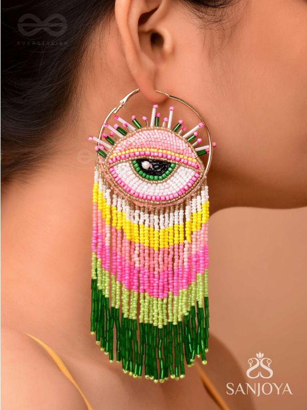 Preetimaya- Tears of Joy- Beads and Cutdana Embroidered Statement Earrings