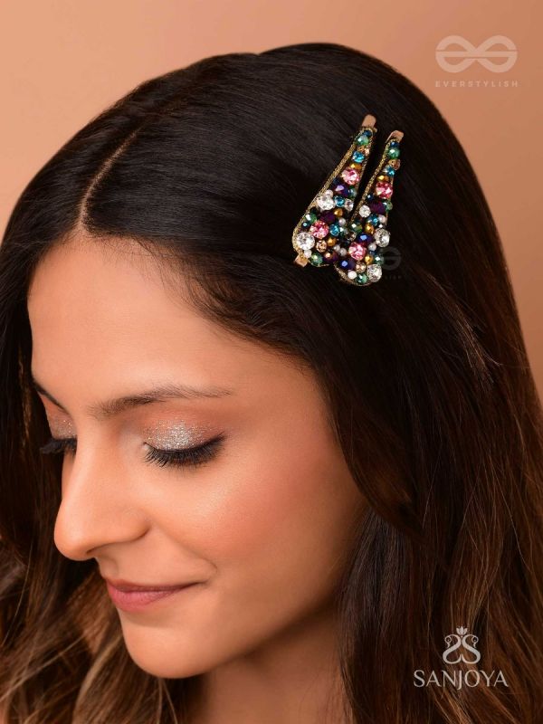 Vasnya- Exquisitely Precious- Stones, Glass Beads and Zari Embroidered Hair Clips