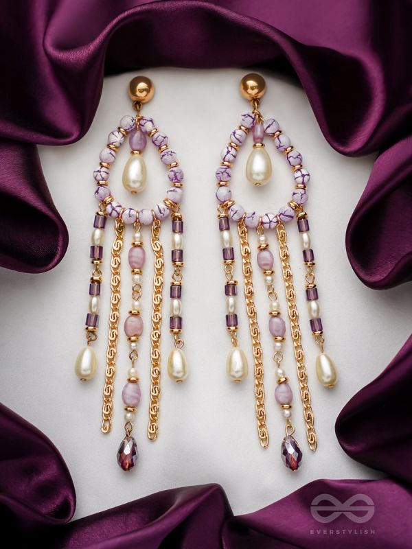 The Splashy Torrent - Golden Embellished Earrings