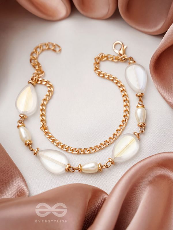 The Crystal Wave- Golden Embellished Bracelet