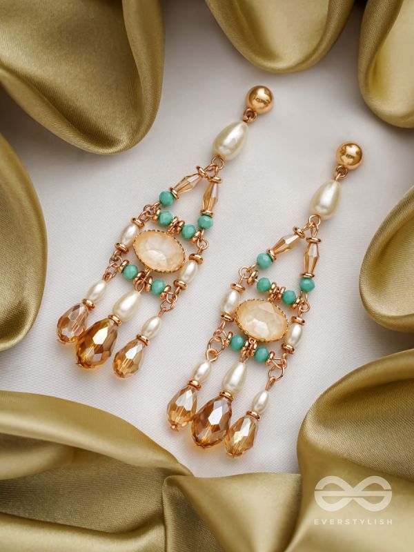 The Jazzy Landscape- Golden Embellished Earrings