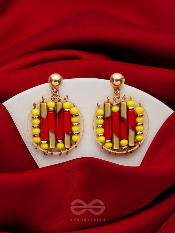 The Burning Ember- Golden Embellished Earrings