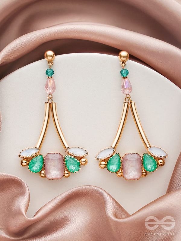 The Drooping Floret- Golden Embellished Earrings