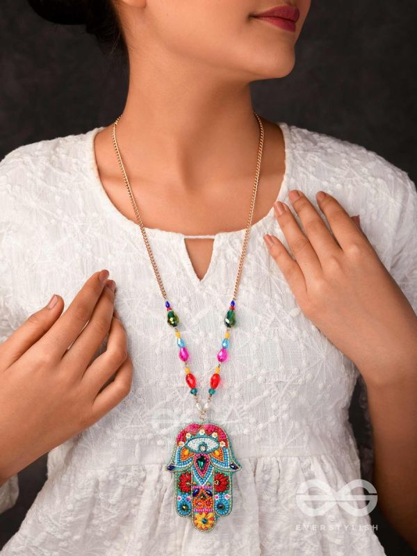 Hiranyapani- The Glorious Hand- Stones, Sequins and Resham Embroidered Necklace