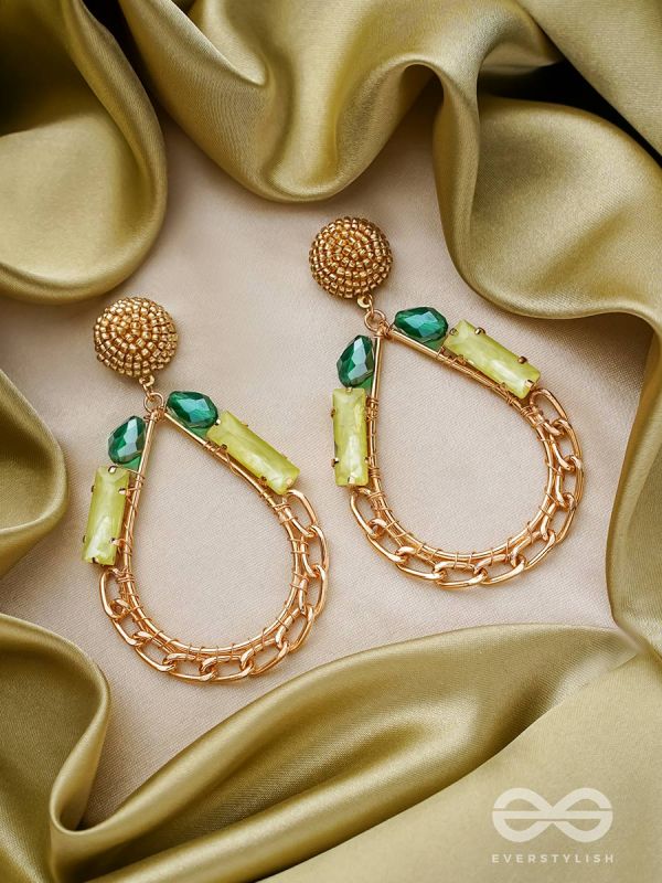 The Bejeweled Raindrops - Golden Embellished Earrings