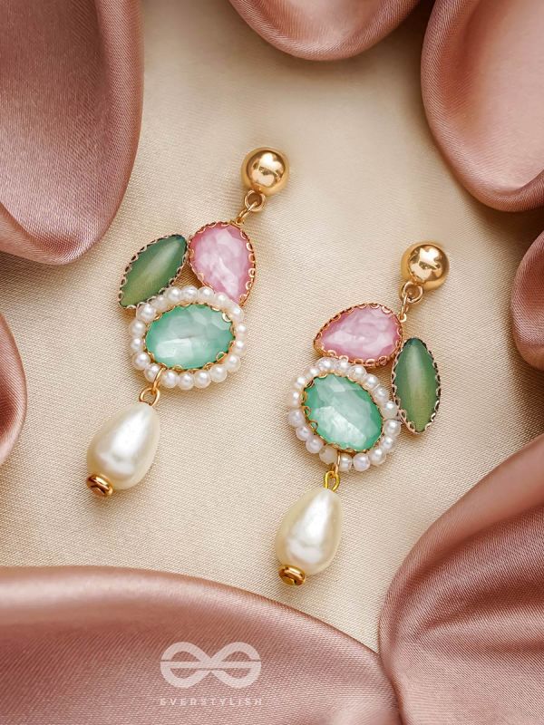 Rose n Petals- Golden Embellished Earrings