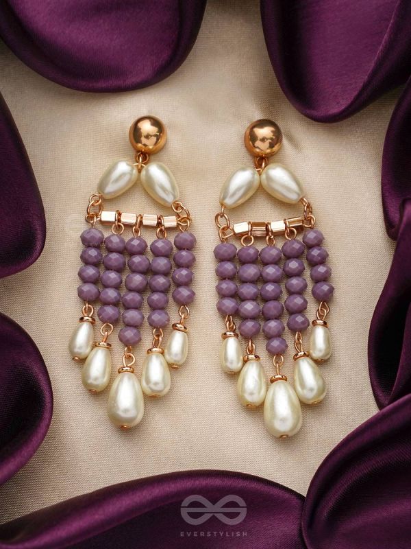 The Violet Paradise- Golden Embellished Pearl Earrings