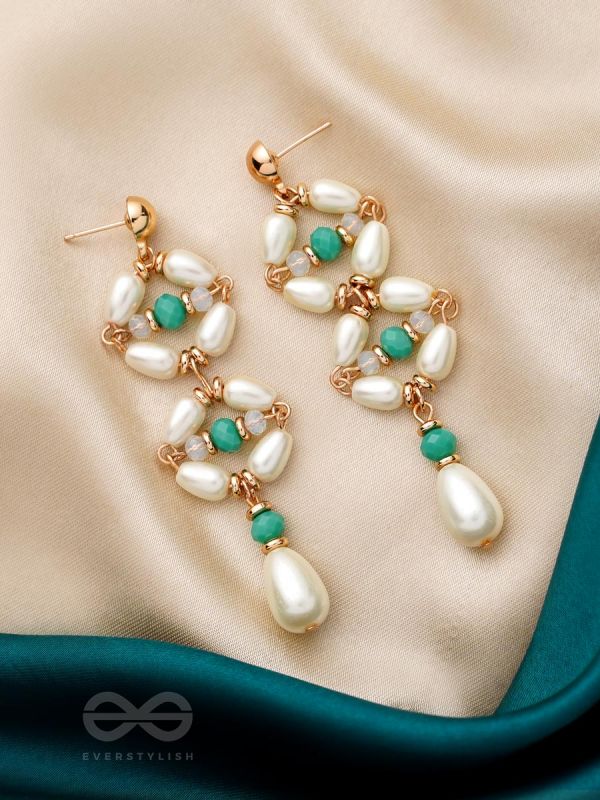 The White Willow- Golden Embellished Pearl Earrings