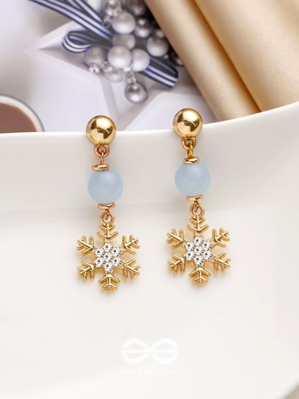 The Gilted Snowflake- Golden Embellished Earrings