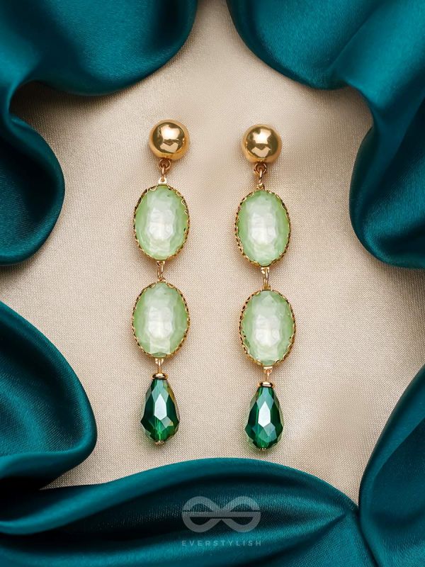The Aqua Flurry- Golden Embellished Earrings