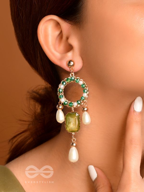 The Jade Mirror- Golden Pearl Earrings