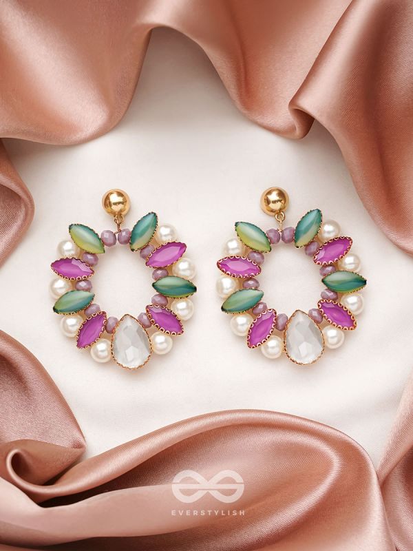 The Lilac Wreath- Golden Embellished Earrings