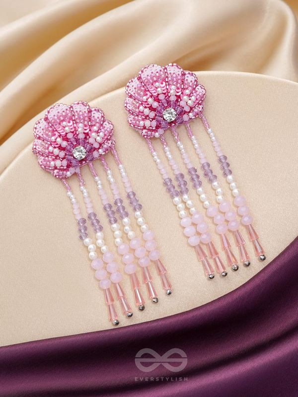 Srautika- The Pearl Shell - Pearls, Stones and Sequins Embroidered Earrings