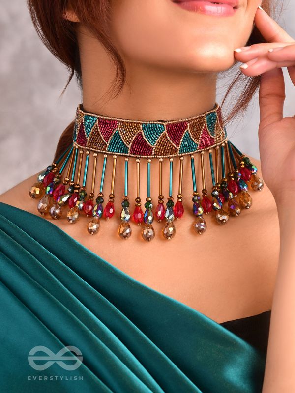 Vishti- The Colorful Rain- Stones and Glass Beads Embroidered Choker Necklace 