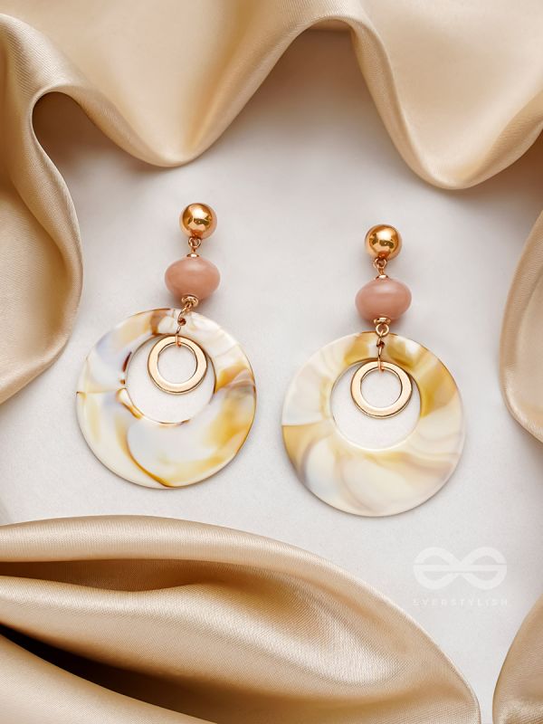 The Beige Wonder- Golden Embellished Earrings