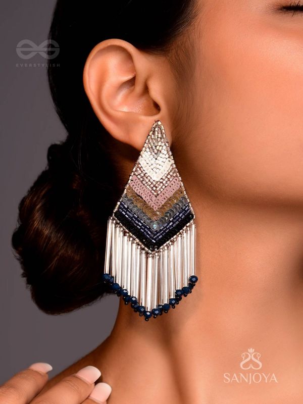 Akshaja- The Shimmering Diamond- Sequins and Glass Beads Embroidered Earrings