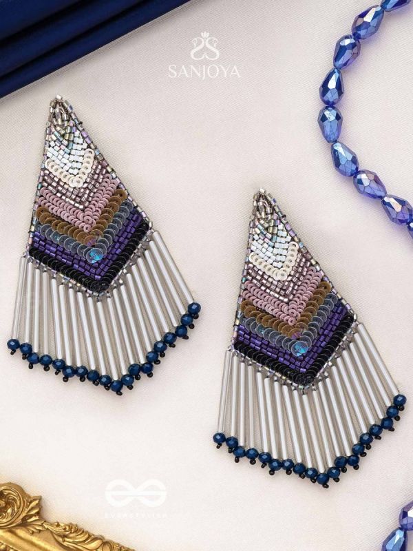 Akshaja- The Shimmering Diamond- Sequins and Glass Beads Embroidered Earrings