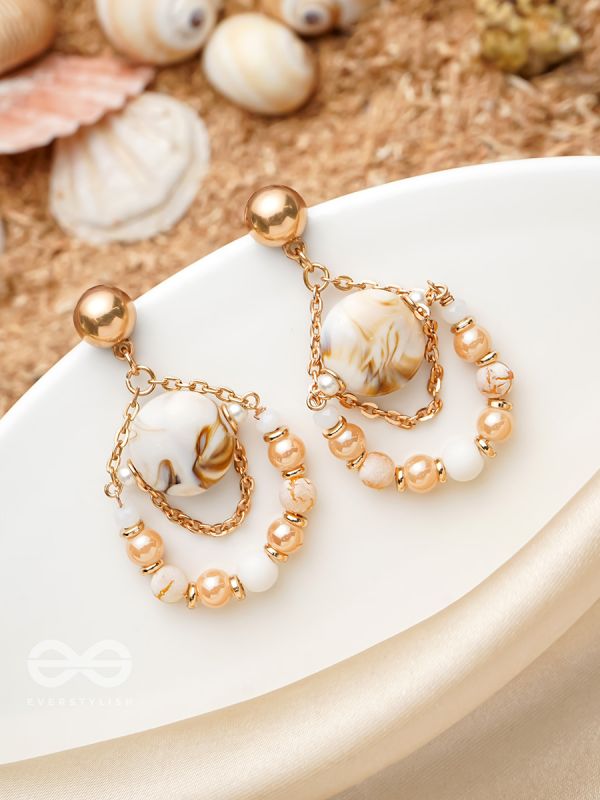 The Rosy Beach- Golden Embellished Earrings
