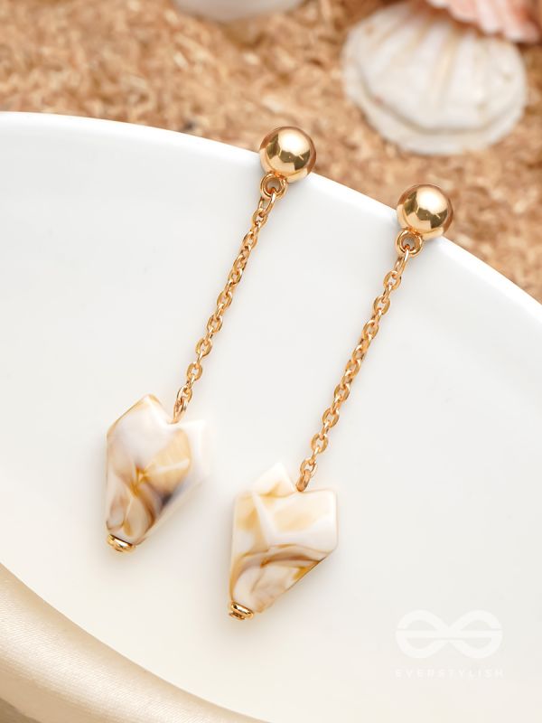 In a Nut'shell'- Golden Embellished Earrings