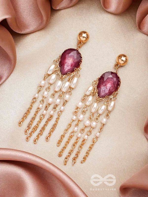 The Purple Rain- Golden Embellished Earrings
