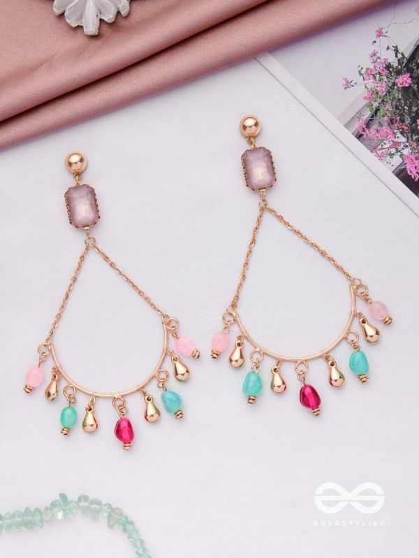 The Rainbow Sparkle- Golden Embellished Earrings