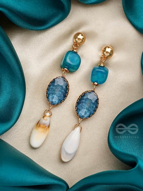 The Sapphire Hues- Golden Embellished Earrings
