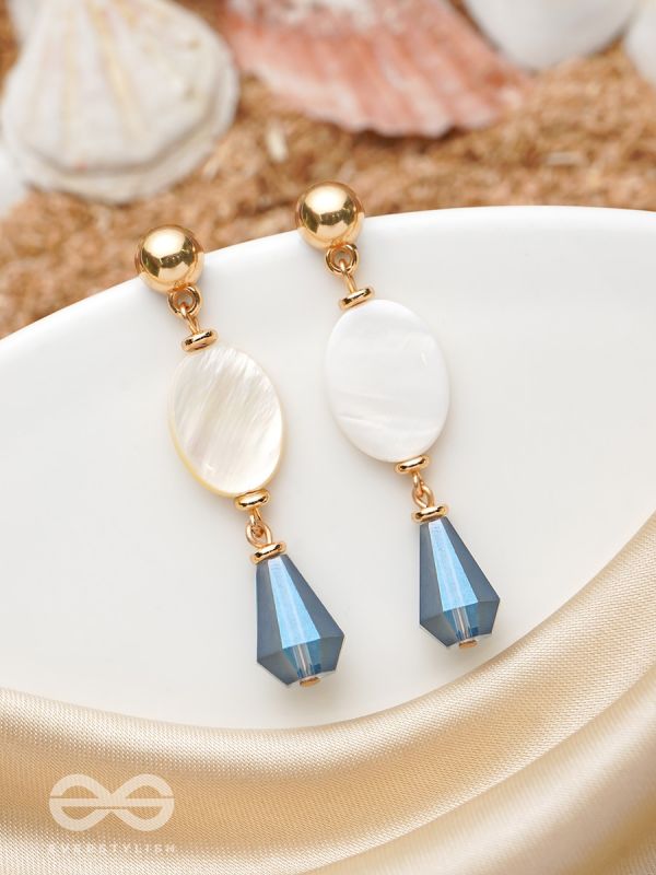 The Midnight Sea- Golden Shell & Beads Earrings