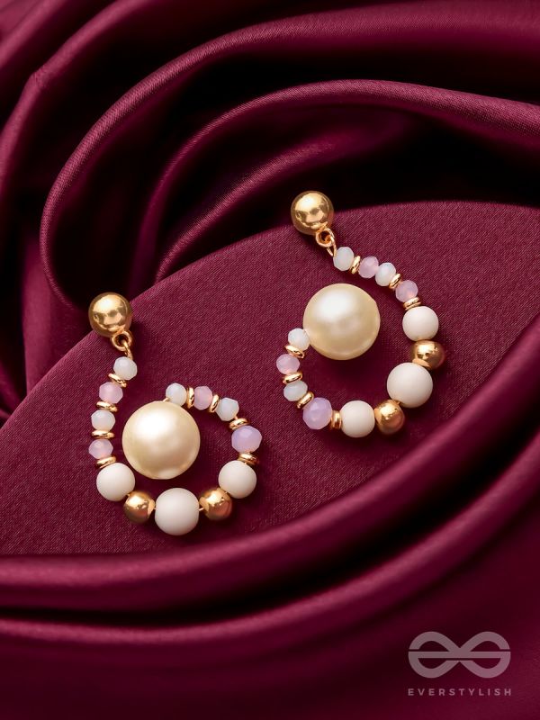 The Snow Flurry- Golden Pearl Earrings