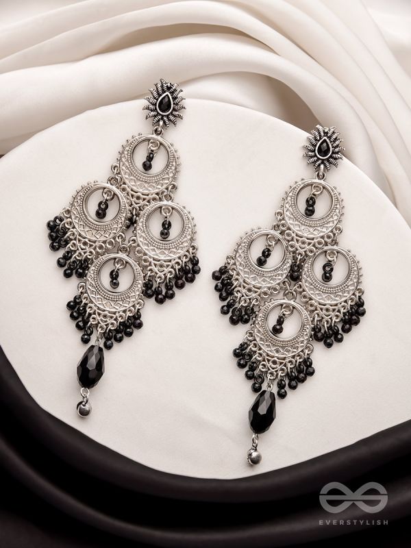 The Regal Chandelier- Oxidised Embellished Earrings
