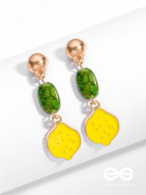 The Lemon Twist- Golden Enamelled Earrings