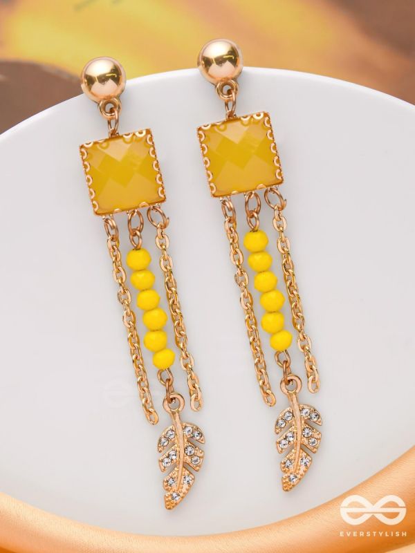 The Frosted Maple- Golden Embellished CZ Earrings