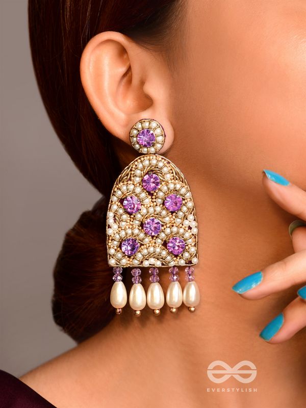 Urvya- The Beautiful Lakes- Pearls & Stones Embroidered Earrings